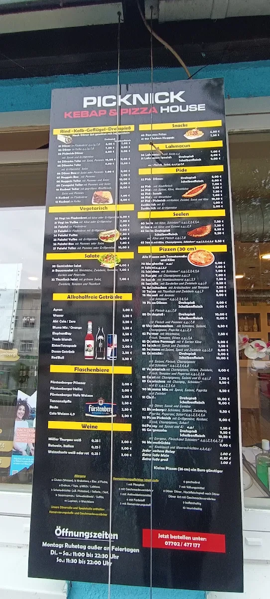 Speisekarte, Picknick Kebap Haus