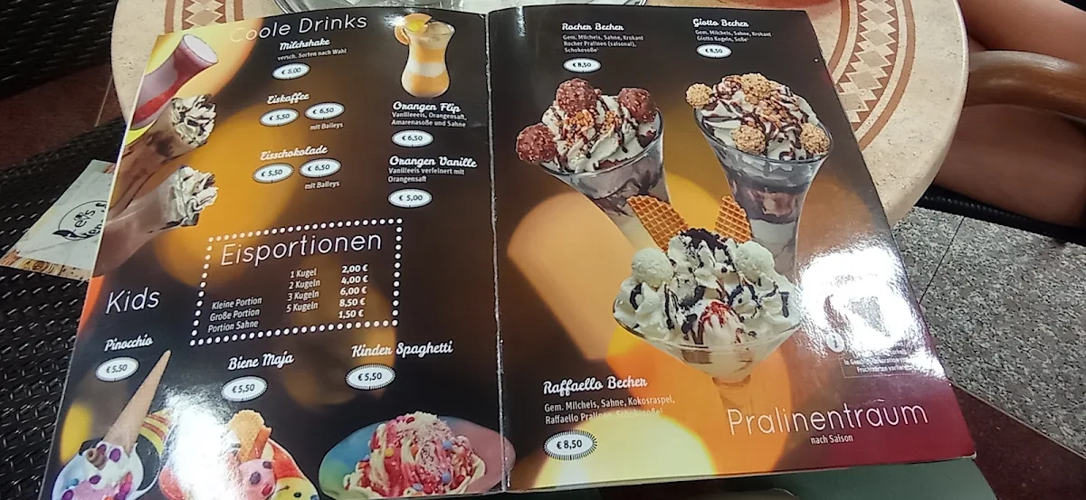 Speisekarte, Eiscafé Venezia Schwarzwald City