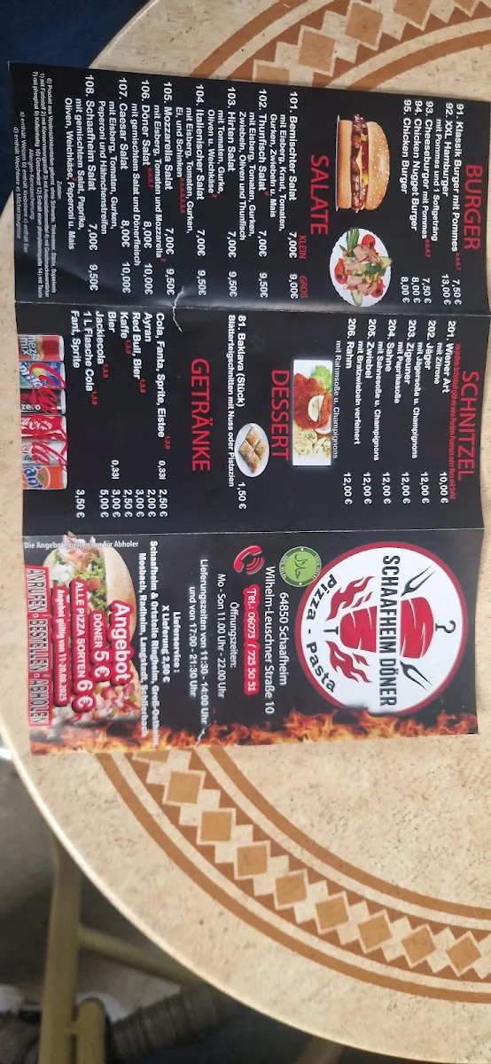 Speisekarte, Schaafheim Döner