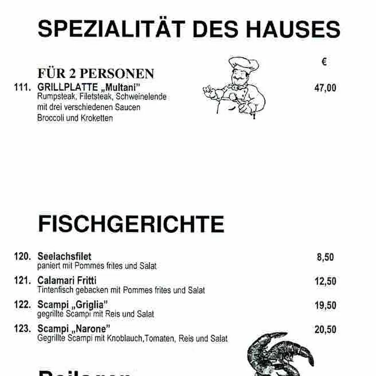 Speisekarte, Schnitzelhaus Pension-Restaurant "Stadt Rosbach"