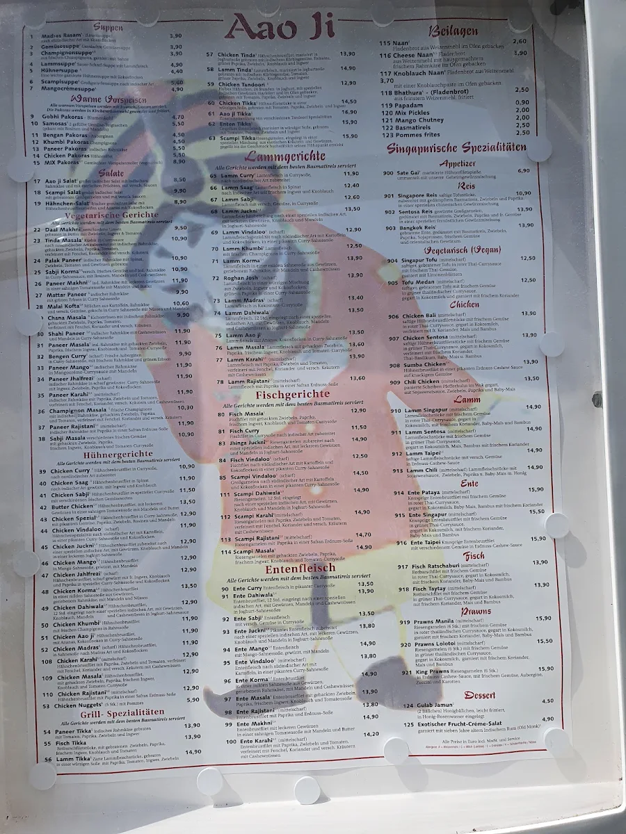 Speisekarte, Aao Ji Restaurant - Schöneiche bei Berlin