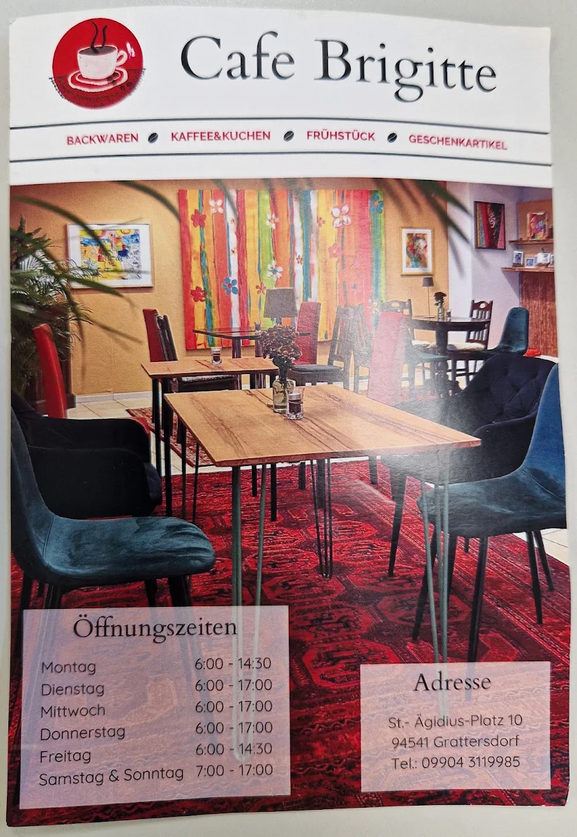 Speisekarte, Cafe Brigitte