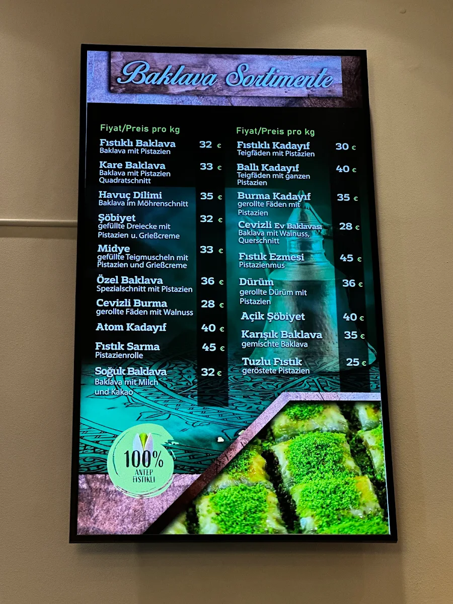 Speisekarte, Sönmez - Baklava Berlin Kreuzberg