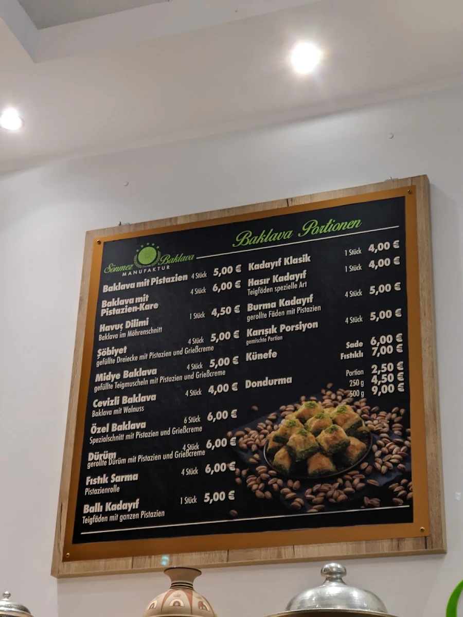 Speisekarte, Sönmez - Baklava Berlin Kreuzberg