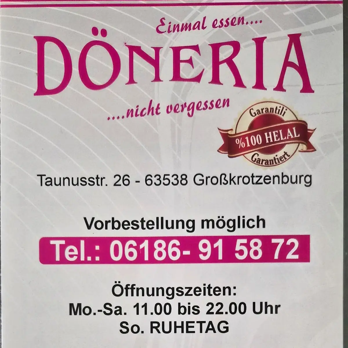 Speisekarte, Döneria Finca Martinovici