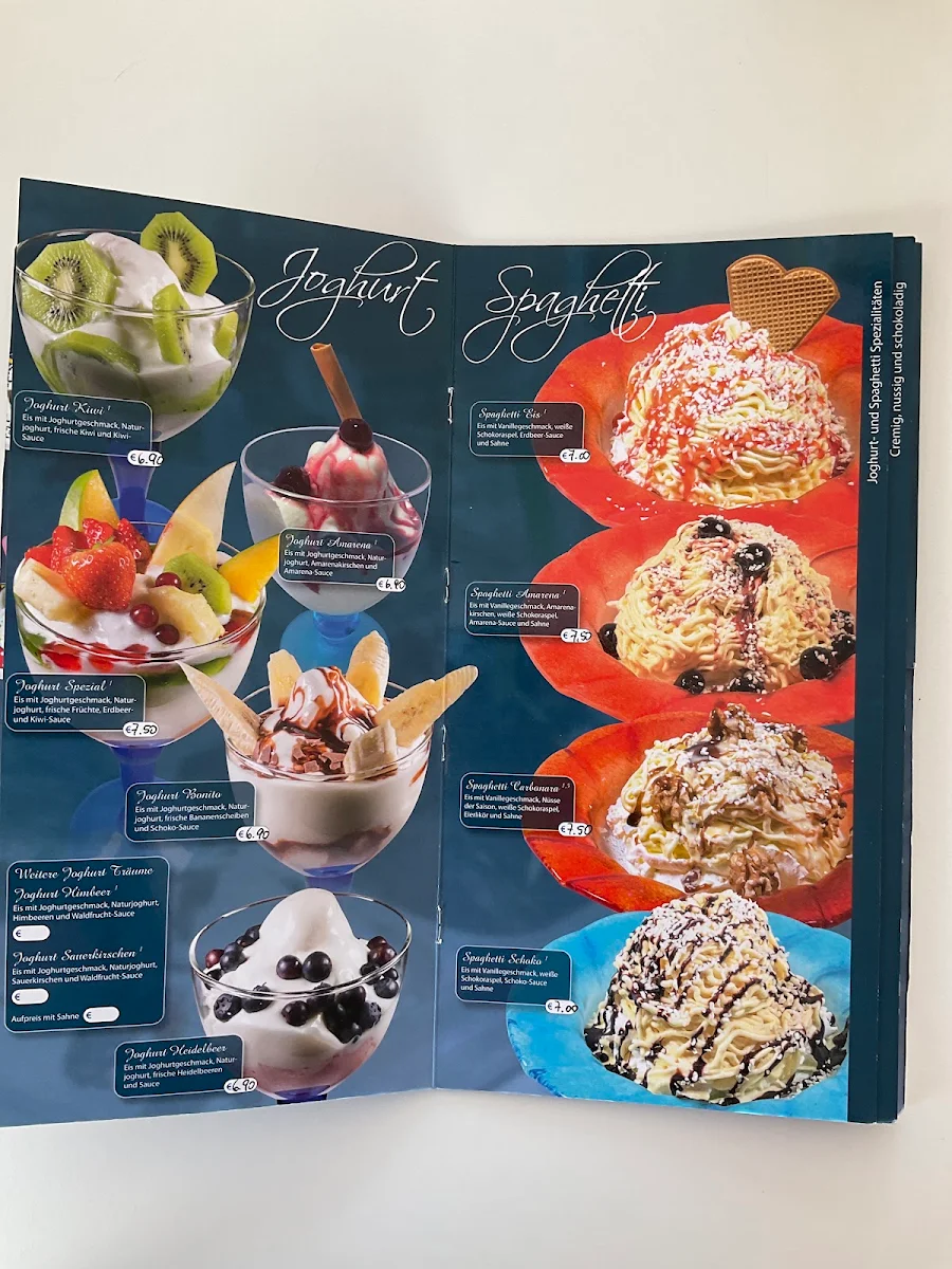 Speisekarte, Café Eistraum-Manufaktur