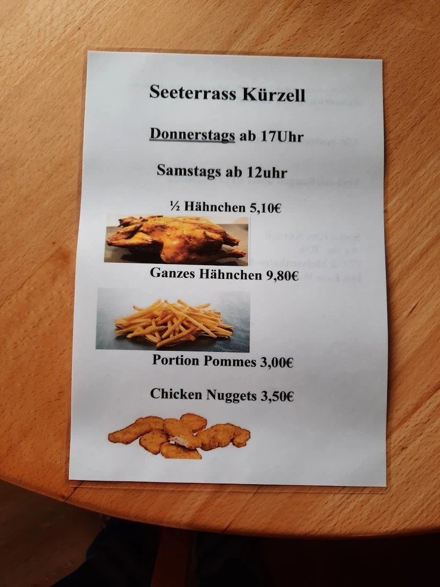 Speisekarte, Seeterasse Kürzell