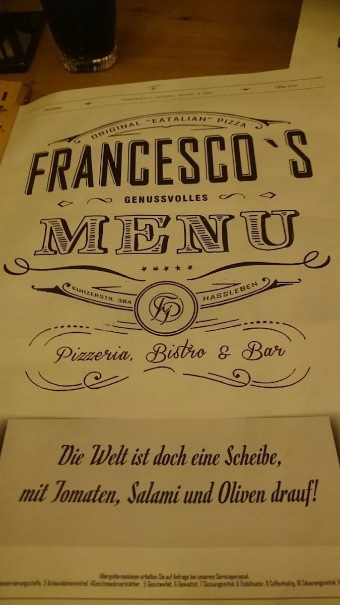 Speisekarte, Francescos Pizza