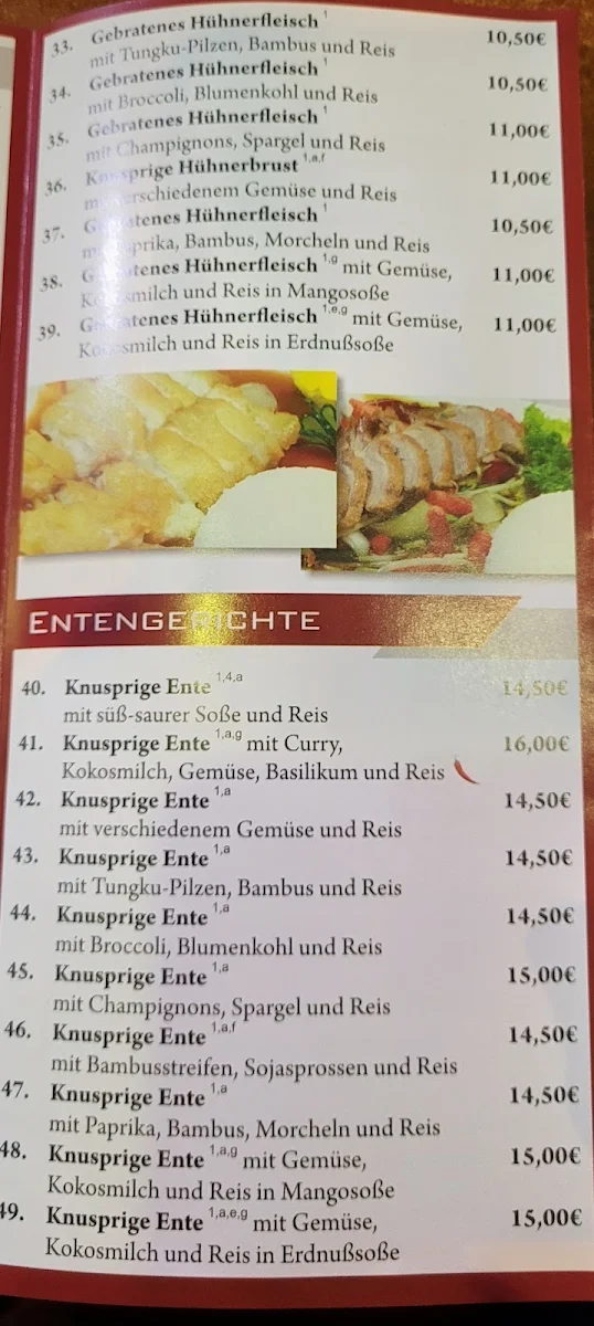Speisekarte, Panda