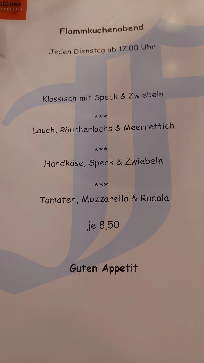 Speisekarte, Alt Sprendlingen in der Fischerklause
