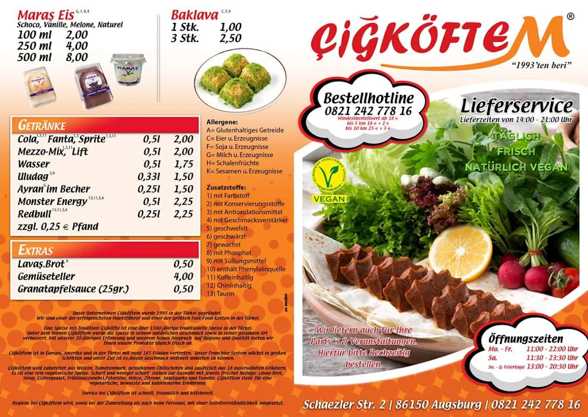 Speisekarte, Çiğköftem
