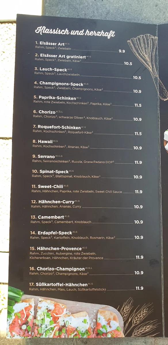 Speisekarte, Le Feu - Der Flammkuchen in Göttingen