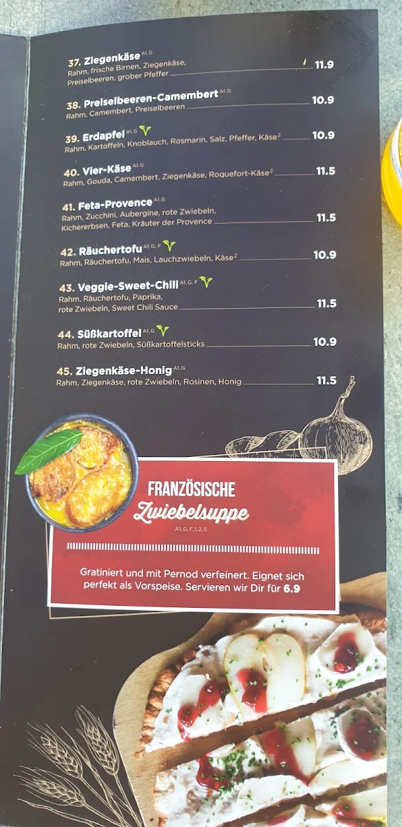 Speisekarte, Le Feu - Der Flammkuchen in Göttingen