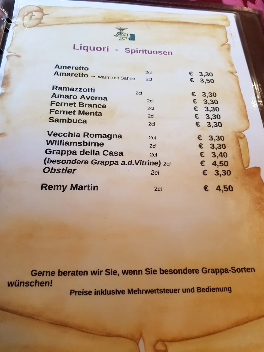 Speisekarte, Al Ruscello GmbH