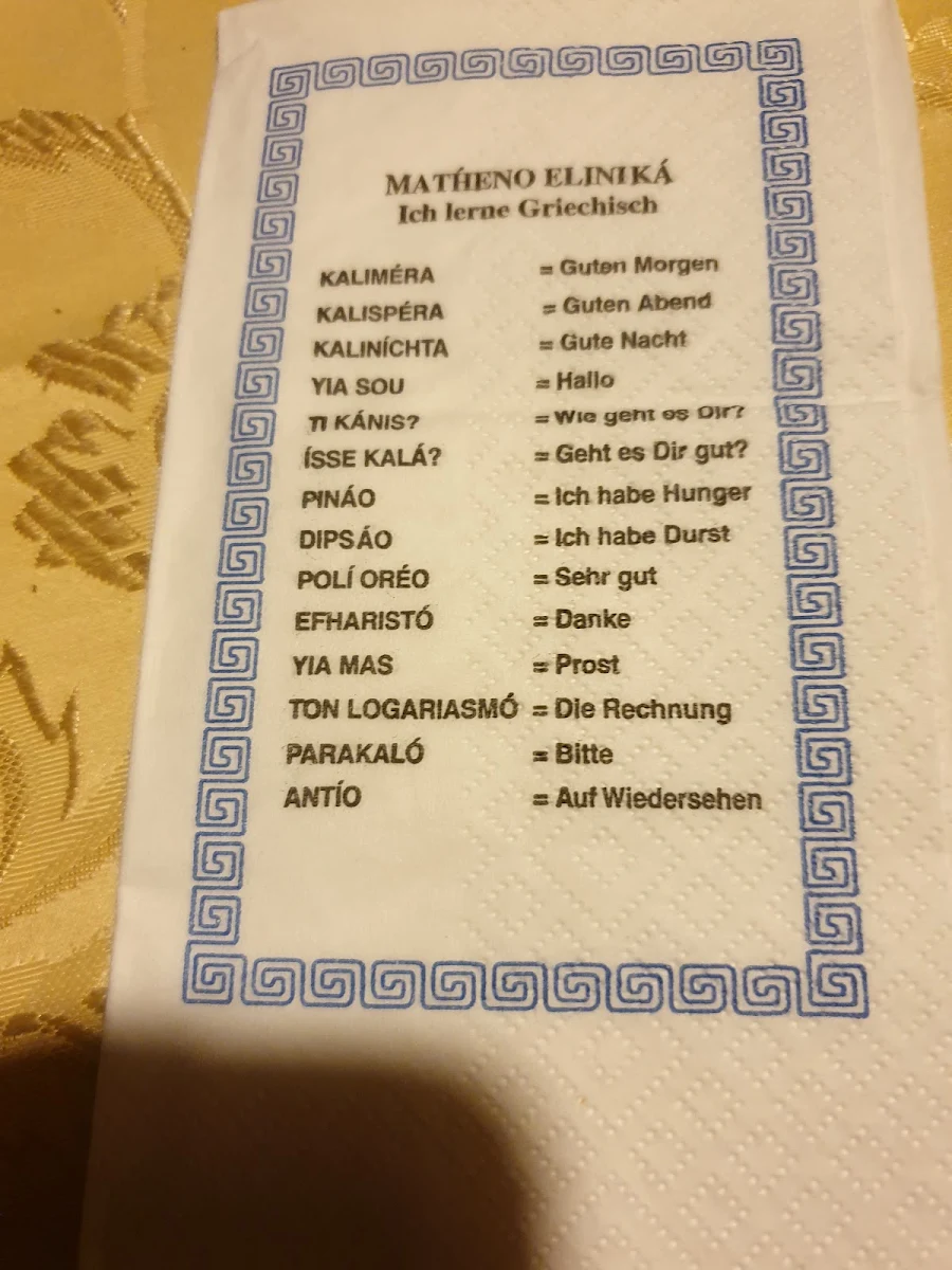 Speisekarte, Restaurant Olympia