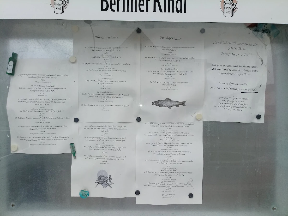 Speisekarte, Fernfahrers Ruh