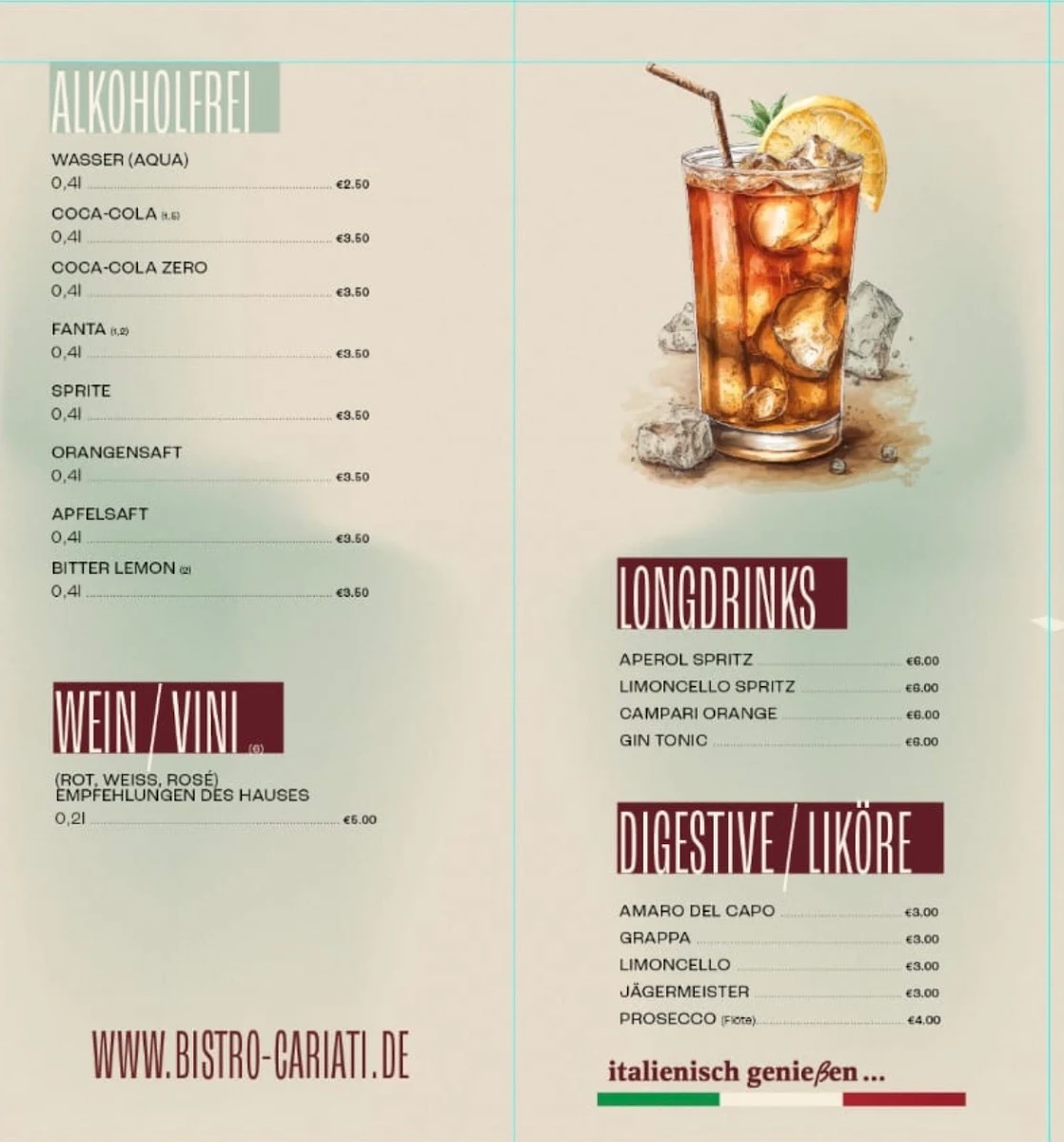 Speisekarte, Bistrot Cariati