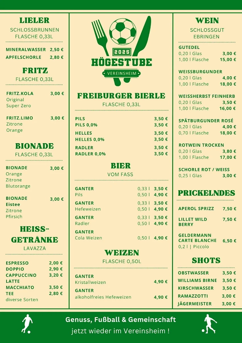 Speisekarte, Högestube