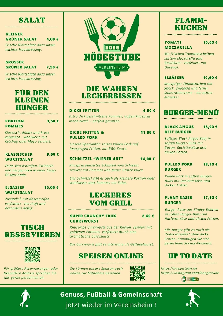Speisekarte, Högestube