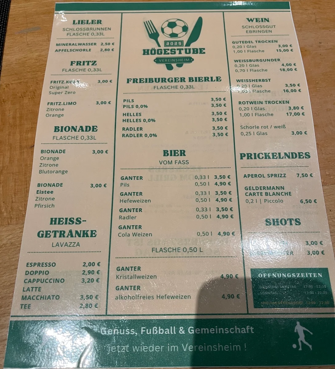 Speisekarte, Högestube
