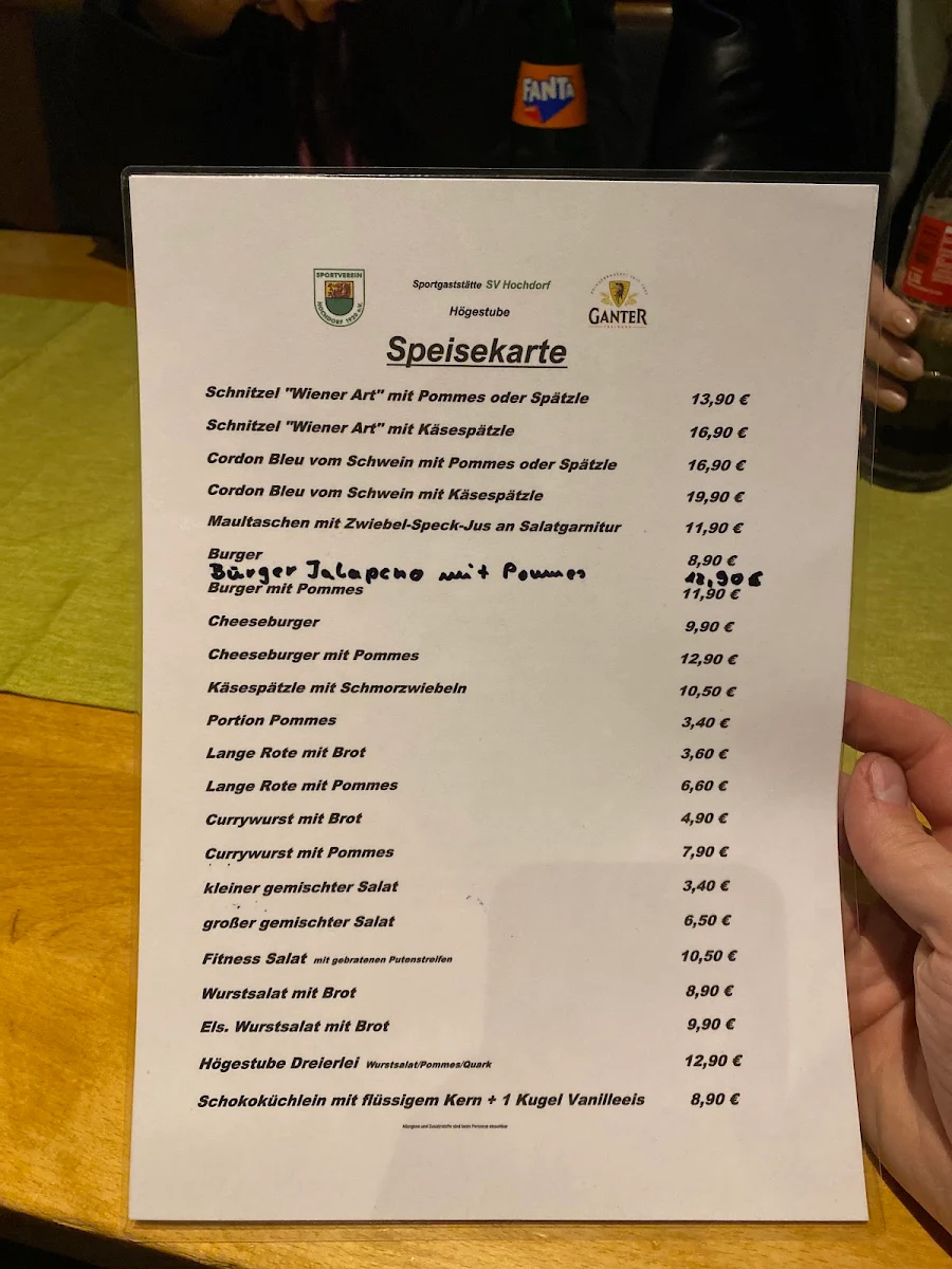Speisekarte, Högestube