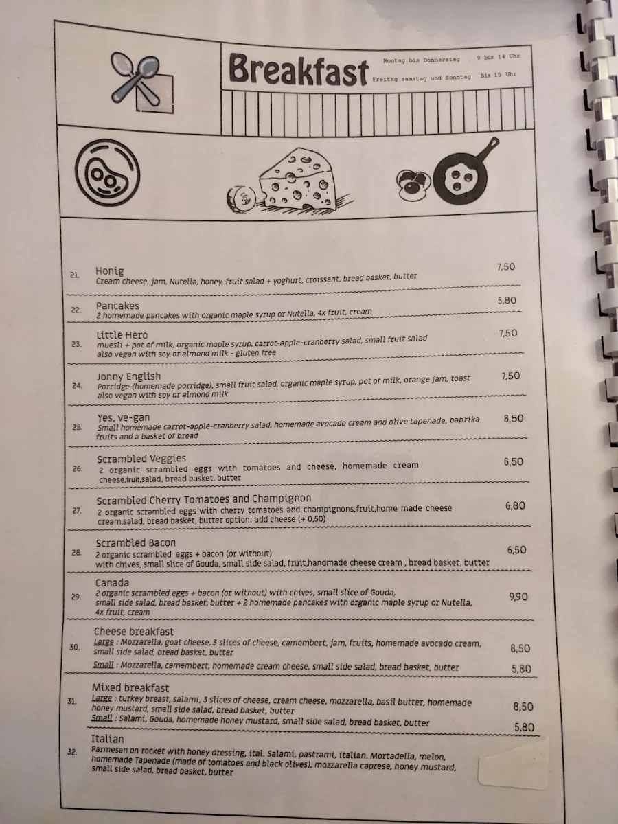 Speisekarte, Frau Honig
