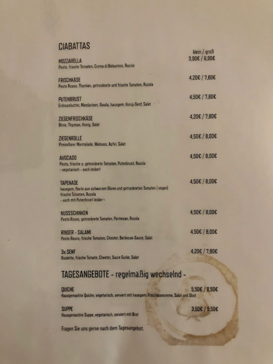 Speisekarte, Frau Honig