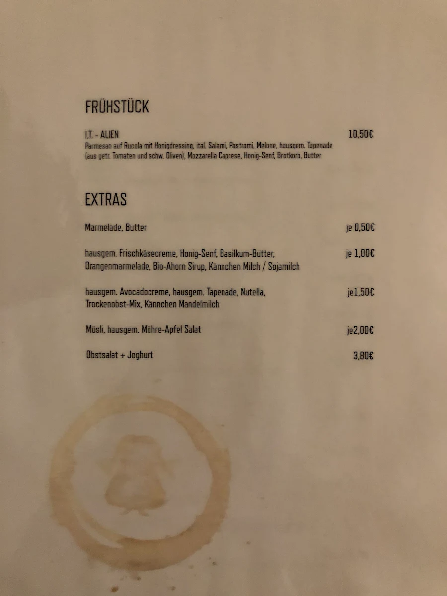 Speisekarte, Frau Honig