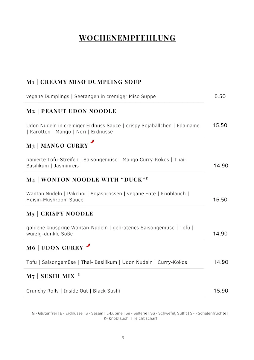 Speisekarte, Chay Vegan Kitchen