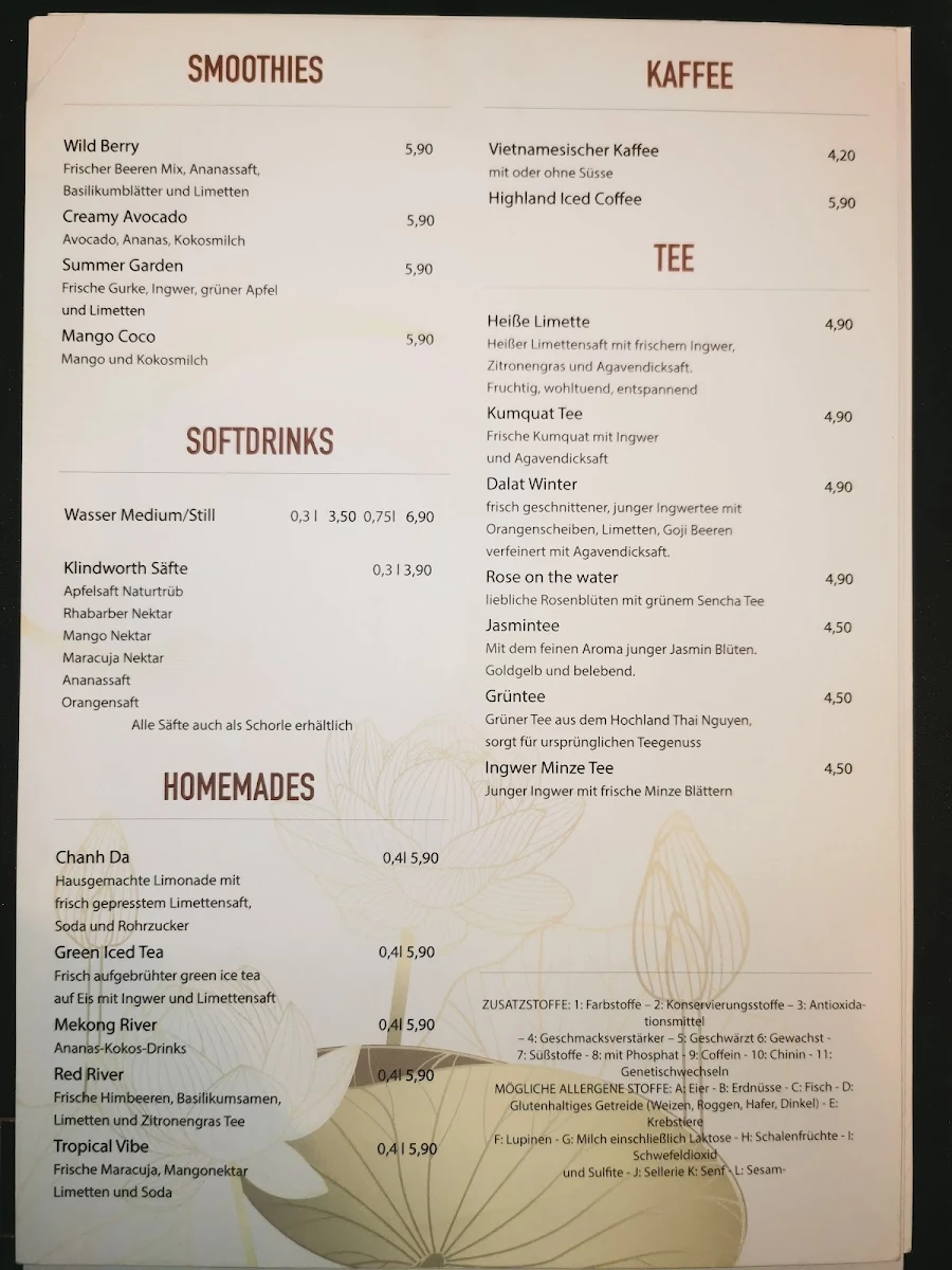 Speisekarte, Chay Vegan Kitchen