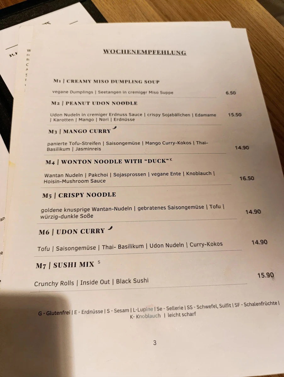 Speisekarte, Chay Vegan Kitchen