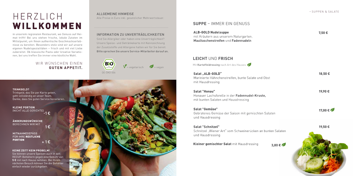 Speisekarte, Restaurant Sonne - ALB-GOLD Teigwaren GmbH