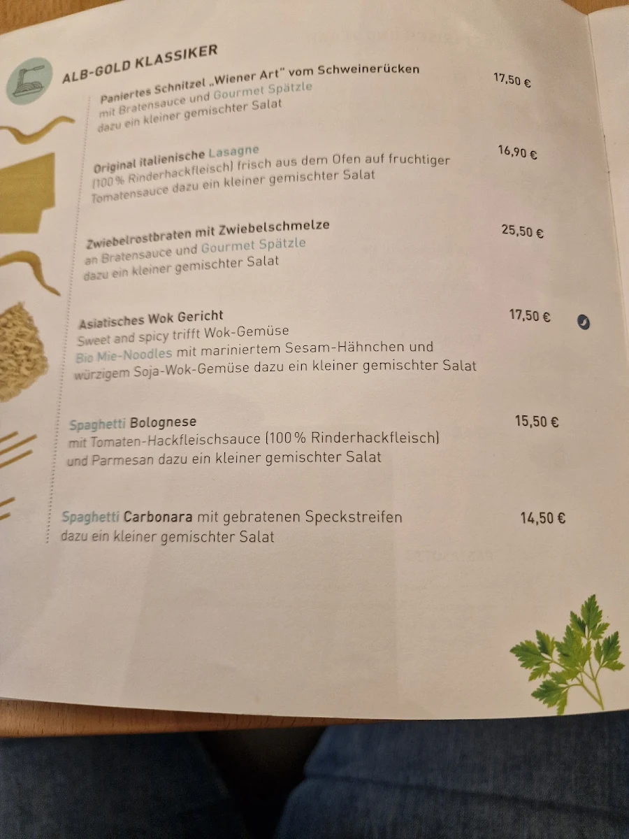 Speisekarte, Restaurant Sonne - ALB-GOLD Teigwaren GmbH