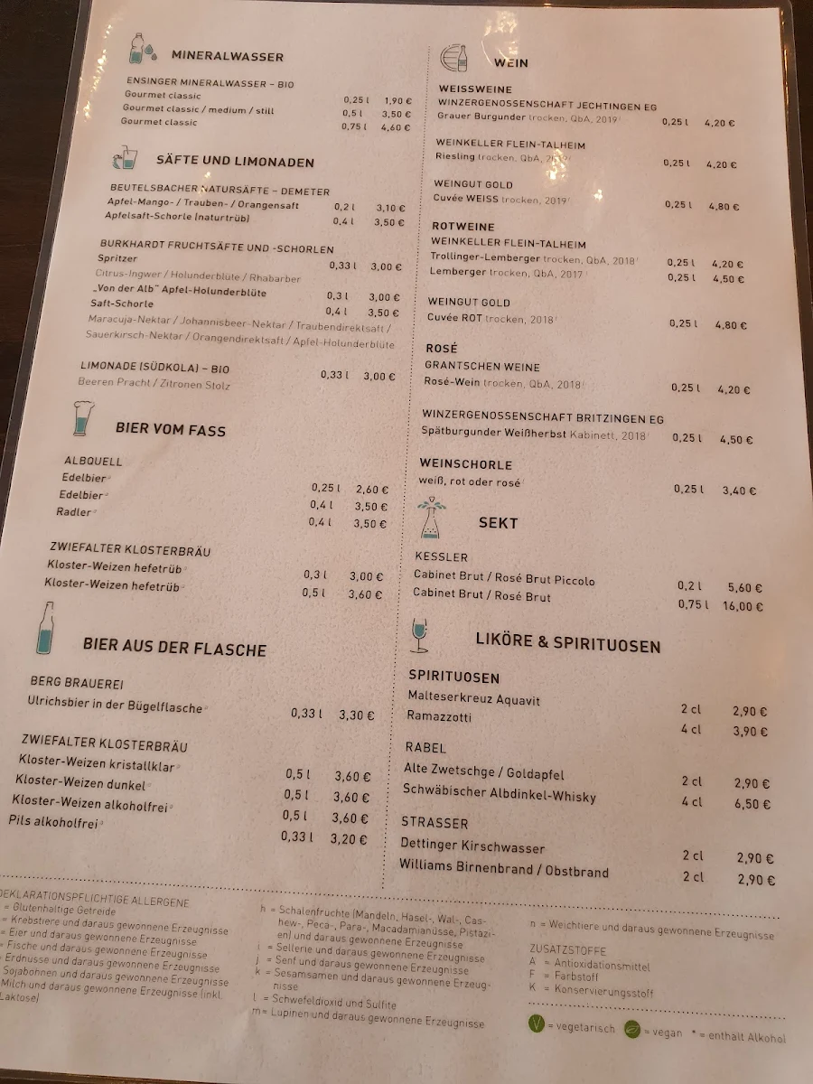 Speisekarte, Restaurant Sonne - ALB-GOLD Teigwaren GmbH
