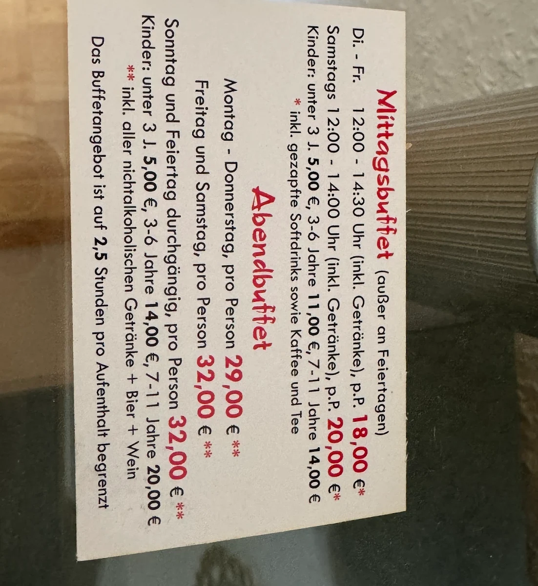 Speisekarte, Gourmet Tempel Osnabrück