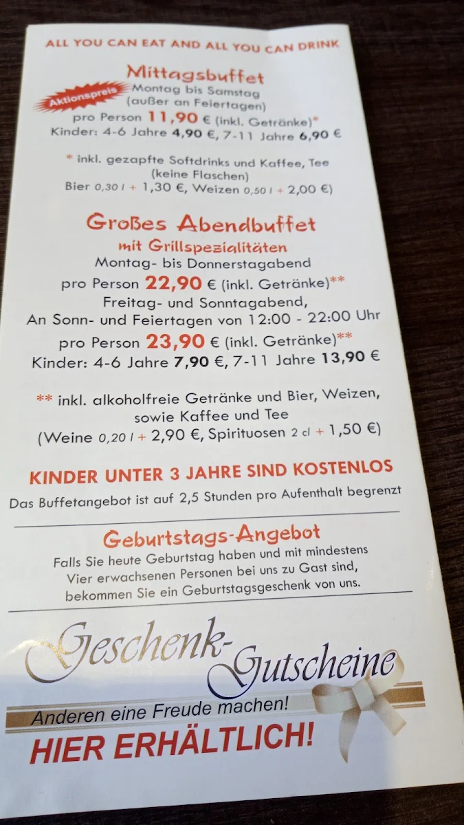 Speisekarte, Gourmet Tempel Osnabrück