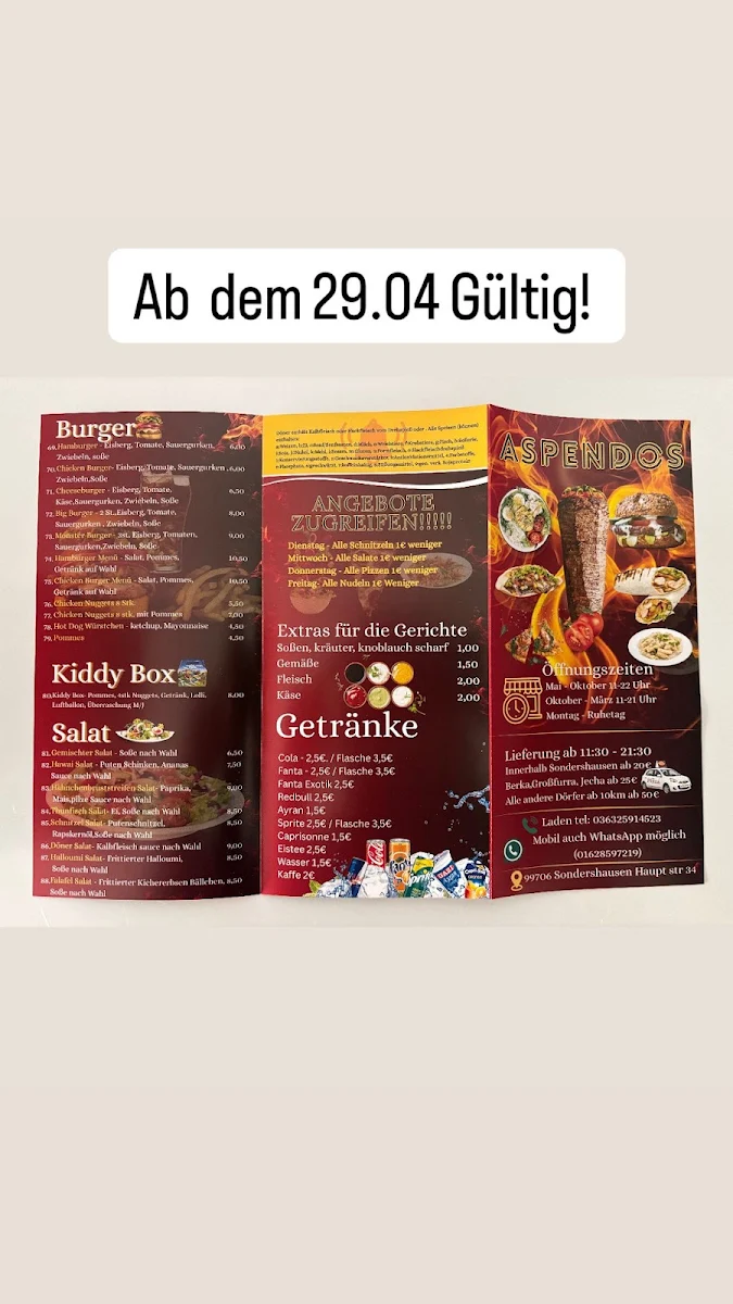 Speisekarte, Aspendos Pizza