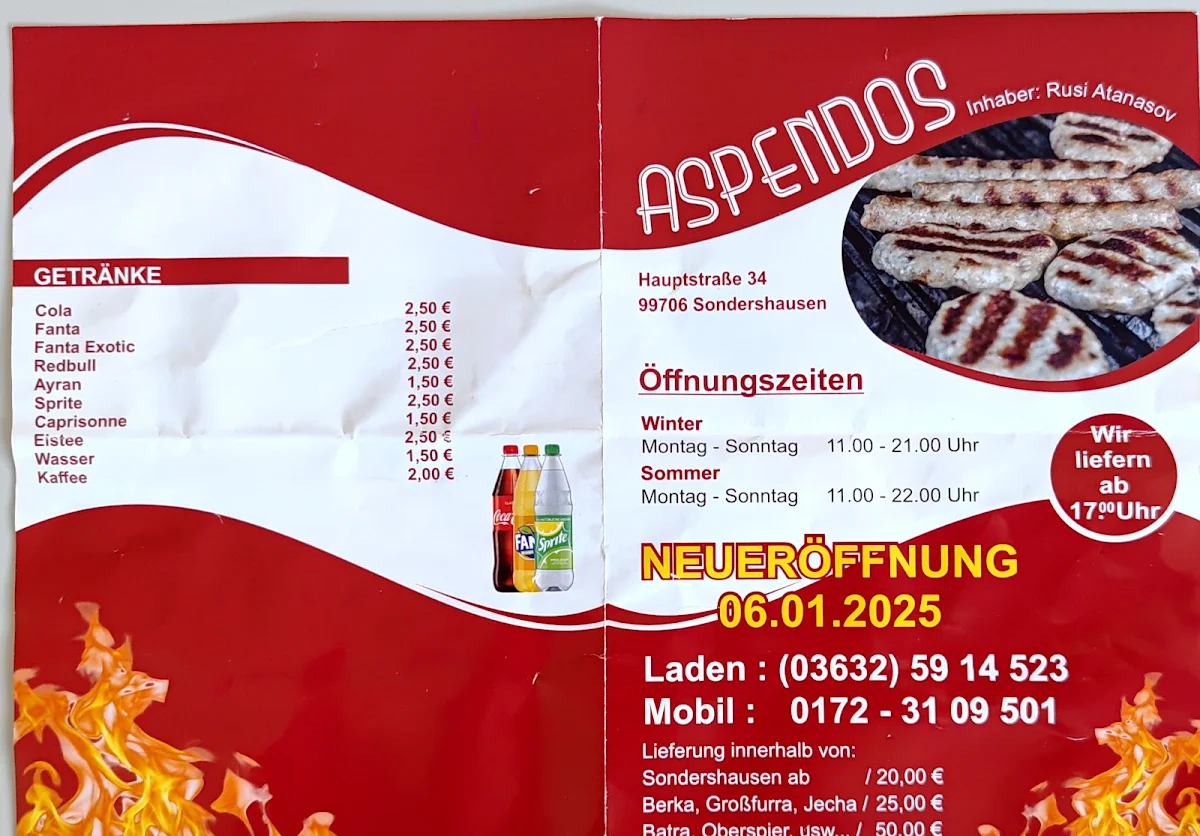 Speisekarte, Aspendos Pizza