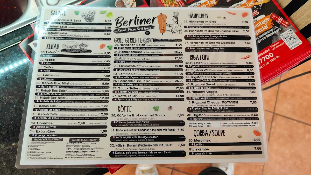 Speisekarte, Berliner by Jiyos Gasthaus Lilly Kebab Grillhaus