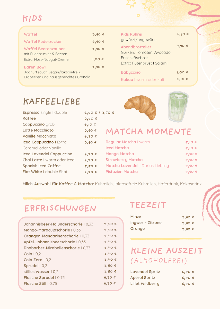 Speisekarte, kidsloft