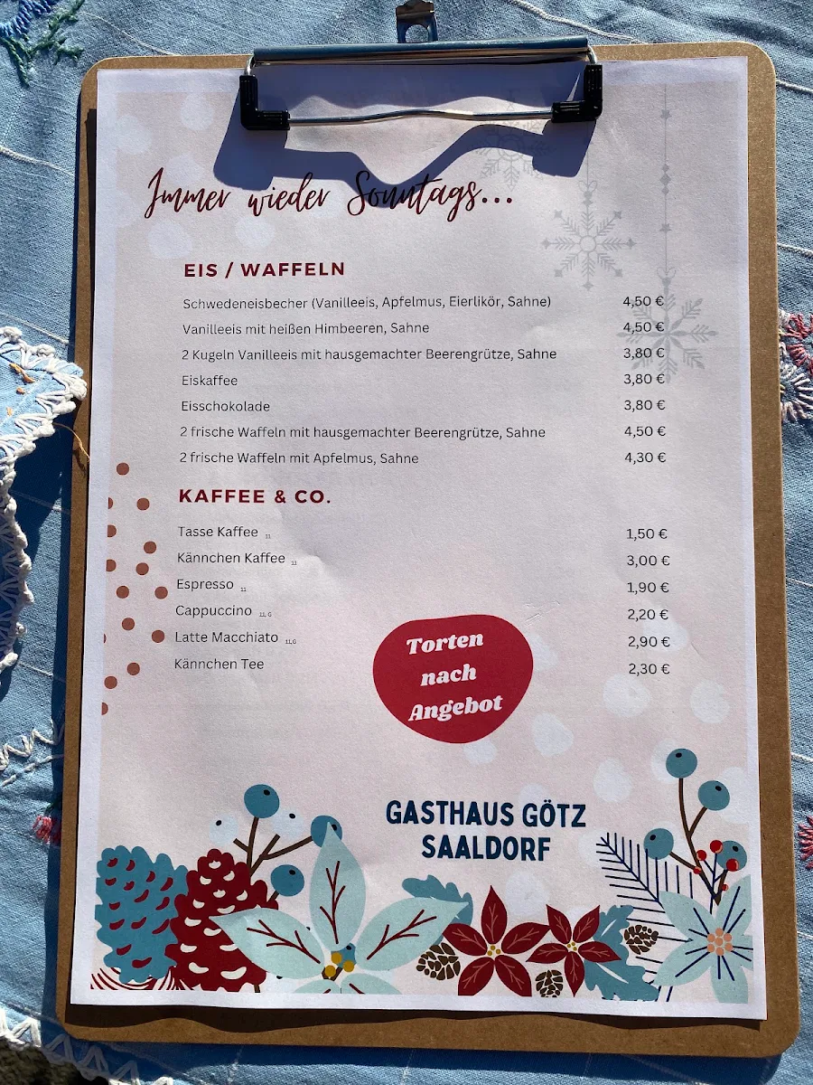 Speisekarte, Gasthaus Götz