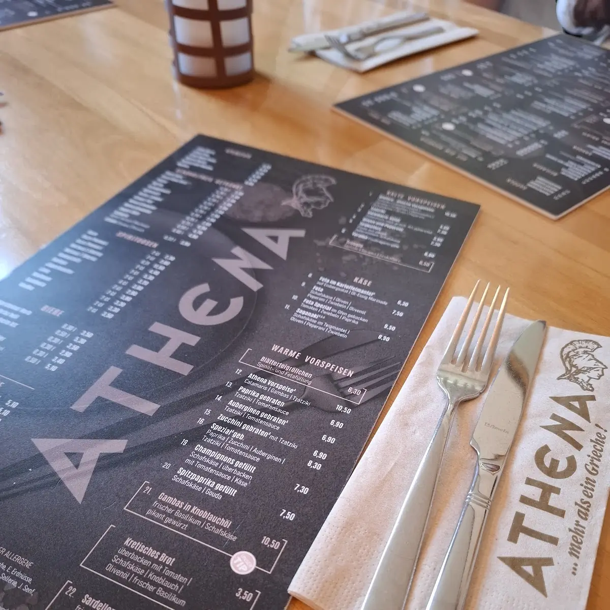 Speisekarte, Restaurant Athena