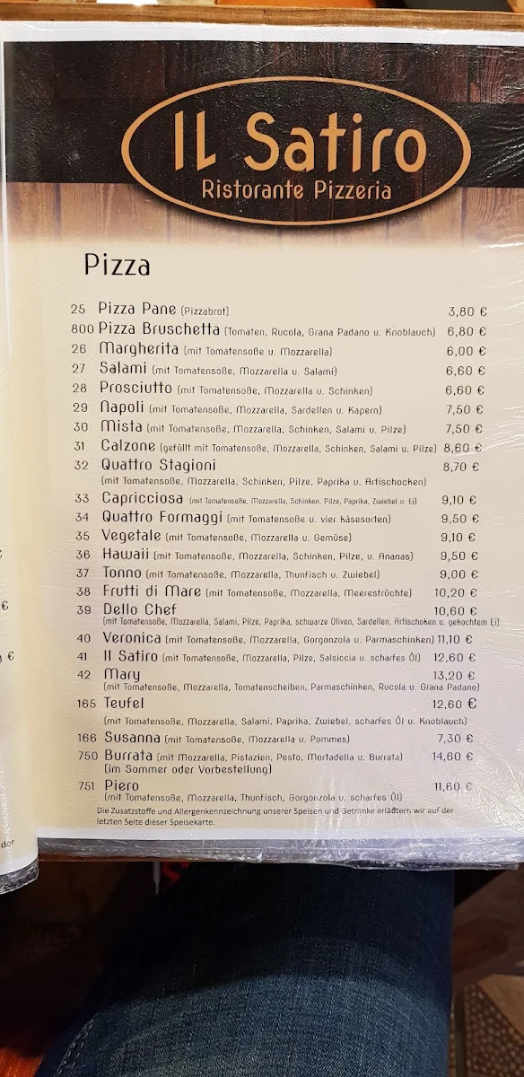 Speisekarte, Ristorante Il Satiro