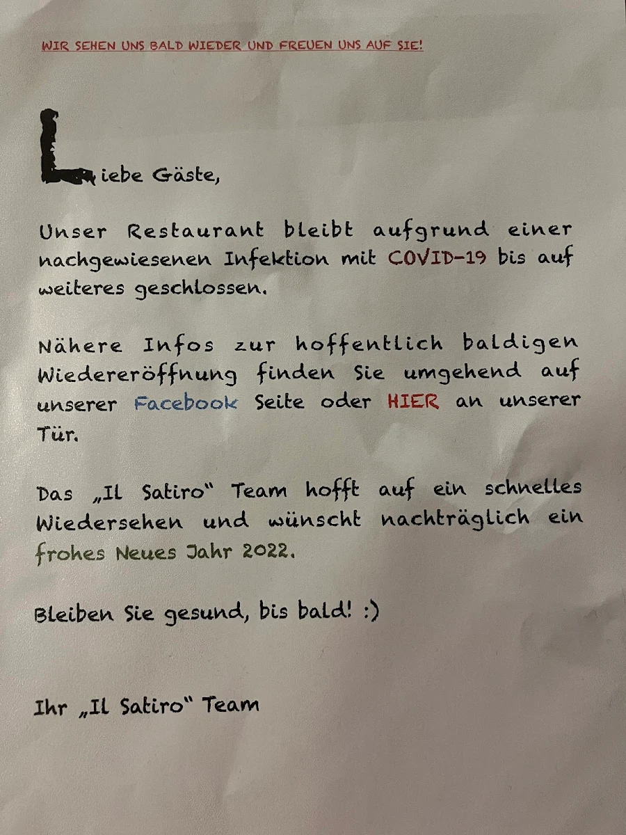 Speisekarte, Ristorante Il Satiro