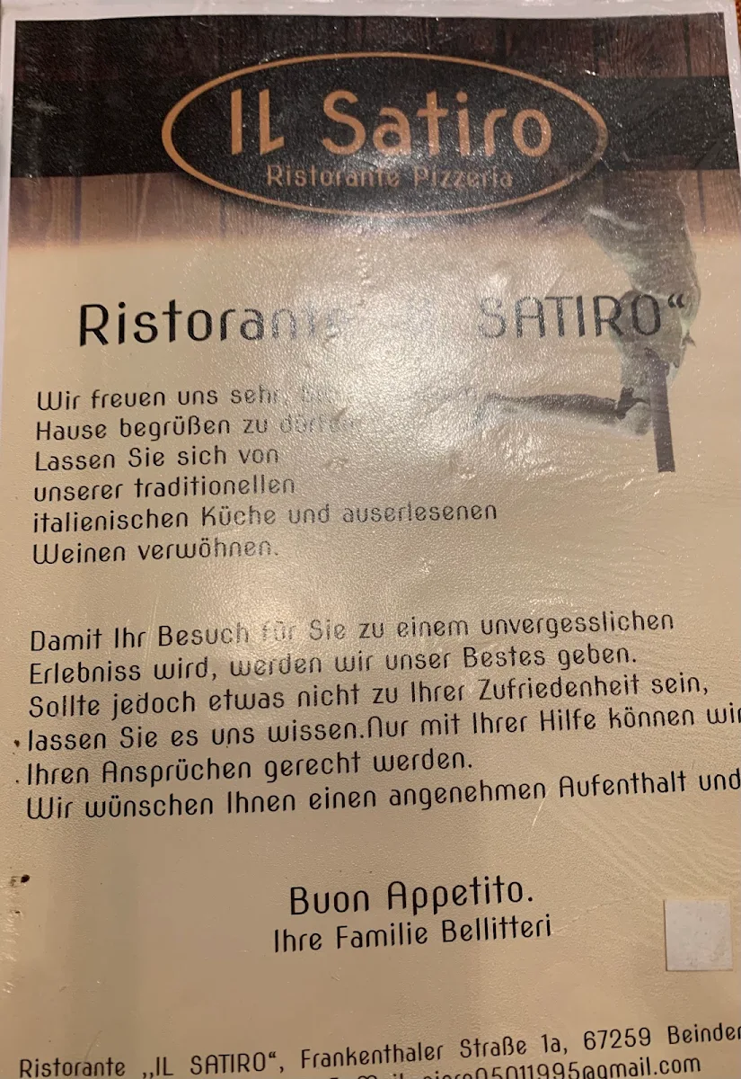 Speisekarte, Ristorante Il Satiro