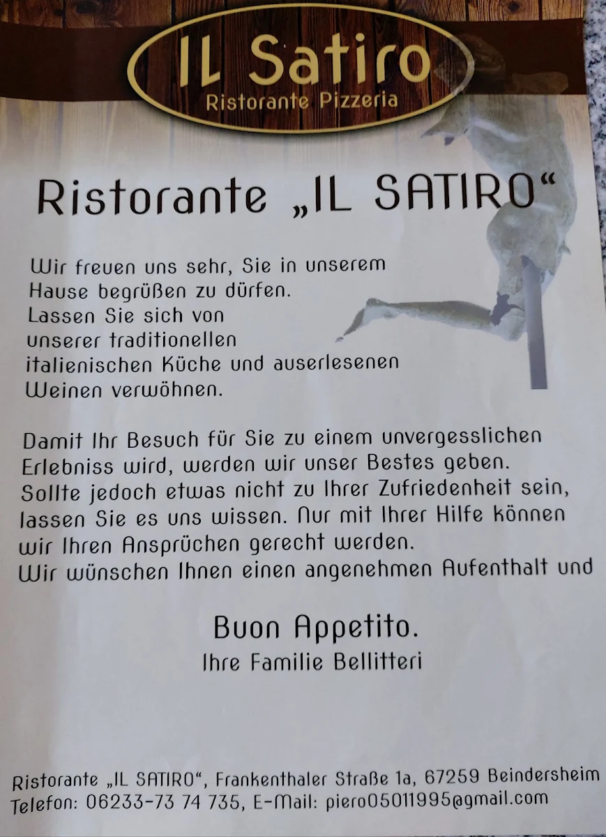 Speisekarte, Ristorante Il Satiro