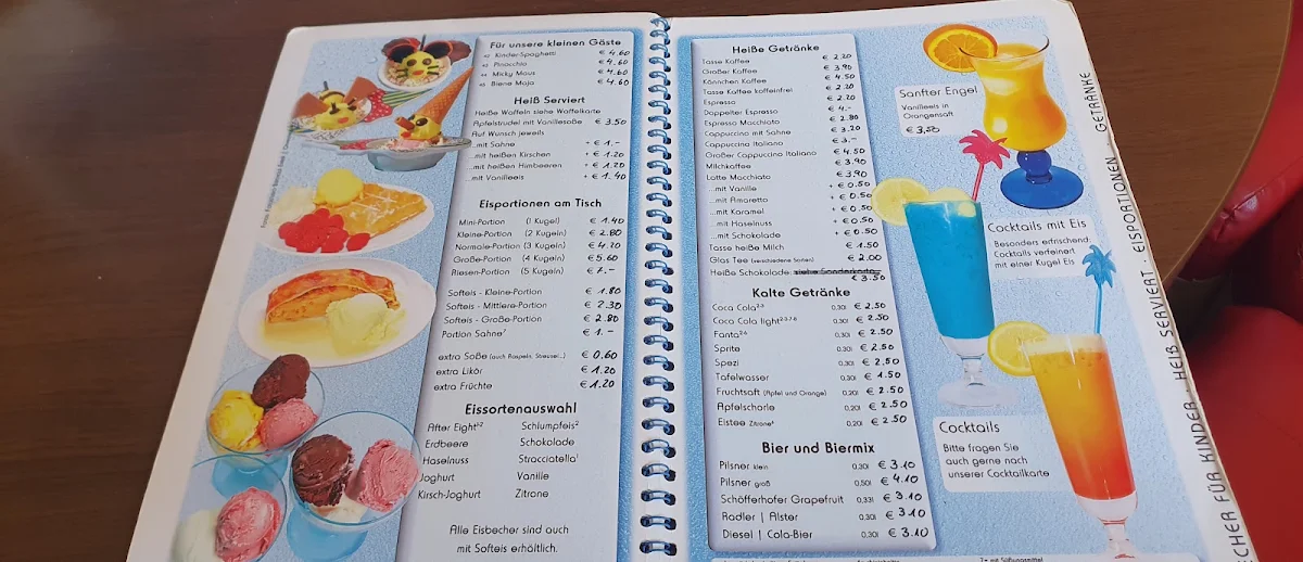 Speisekarte, Eiscafé Adam