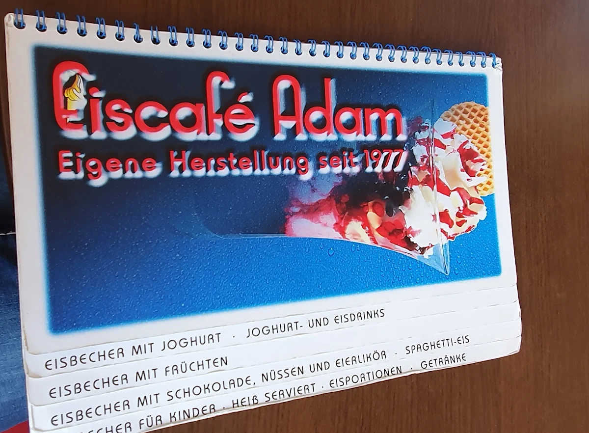 Speisekarte, Eiscafé Adam