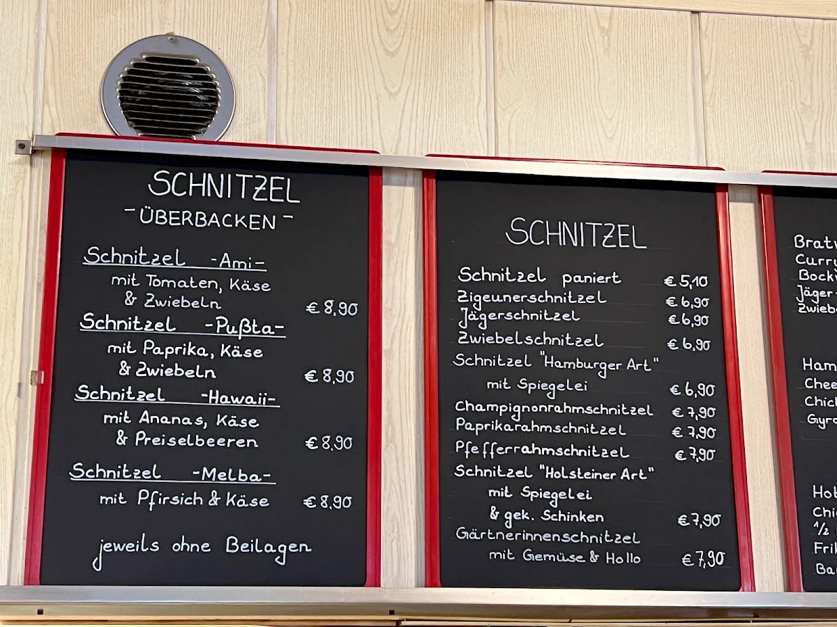 Speisekarte, Friedhelms Schnellrestaurant GmbH