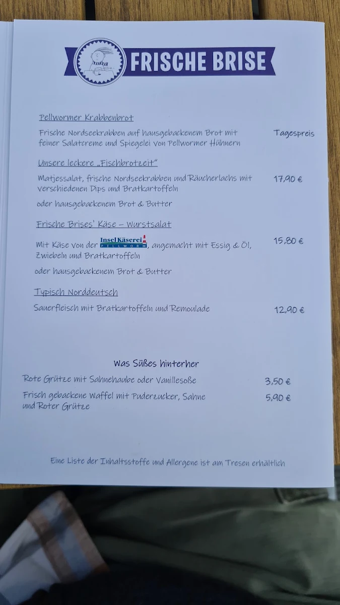 Speisekarte, Frische Brise